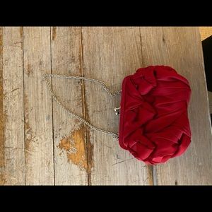 White House Black Market red clutch with strap